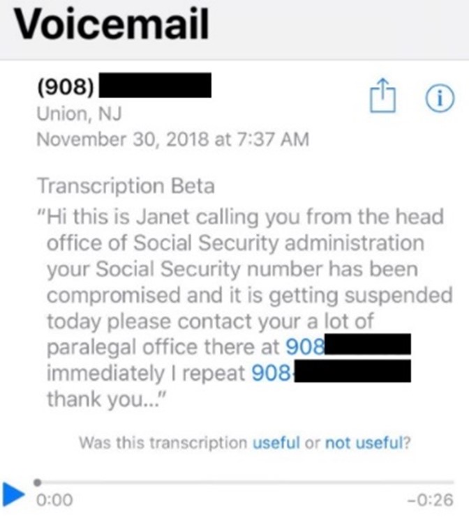 voice mail podvod