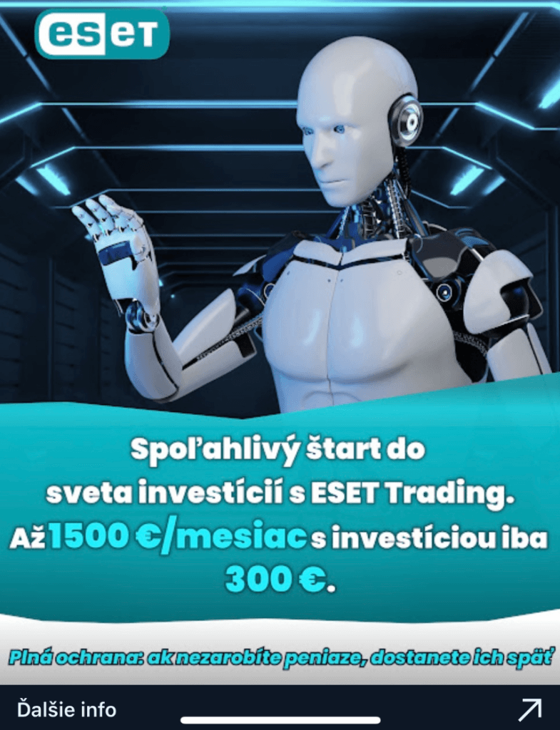 ESET Trading ukážka podvodnej reklamy 1